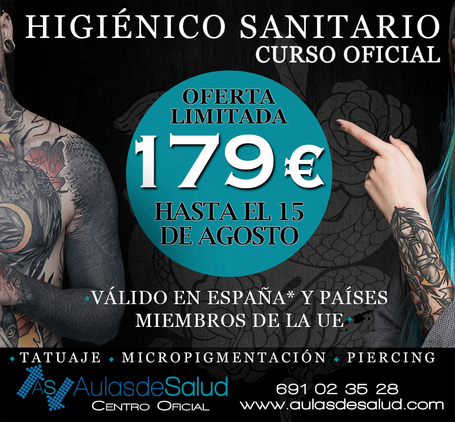 Curso Higiénico Sanitario - Precio 179€ Oferta Micropigmentación - Tatuajes - Anillados - Precio Curso Higiénico Sanitario