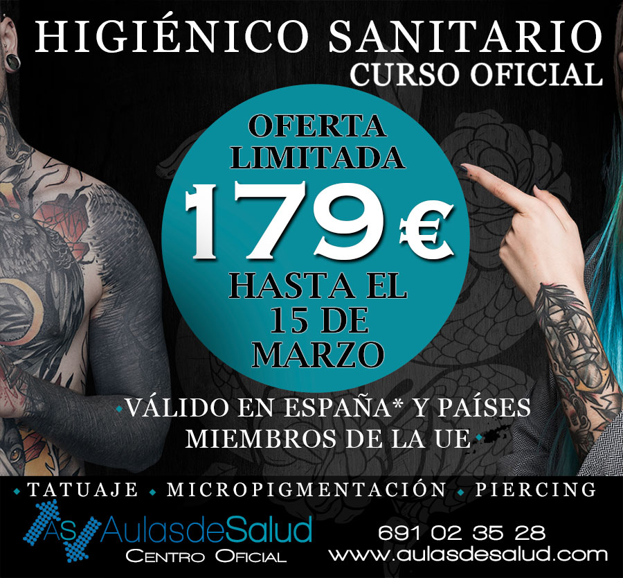 Curso Higiénico Sanitario - Precio 179€ Oferta Micropigmentación - Tatuajes - Anillados - Precio Curso Higiénico Sanitario