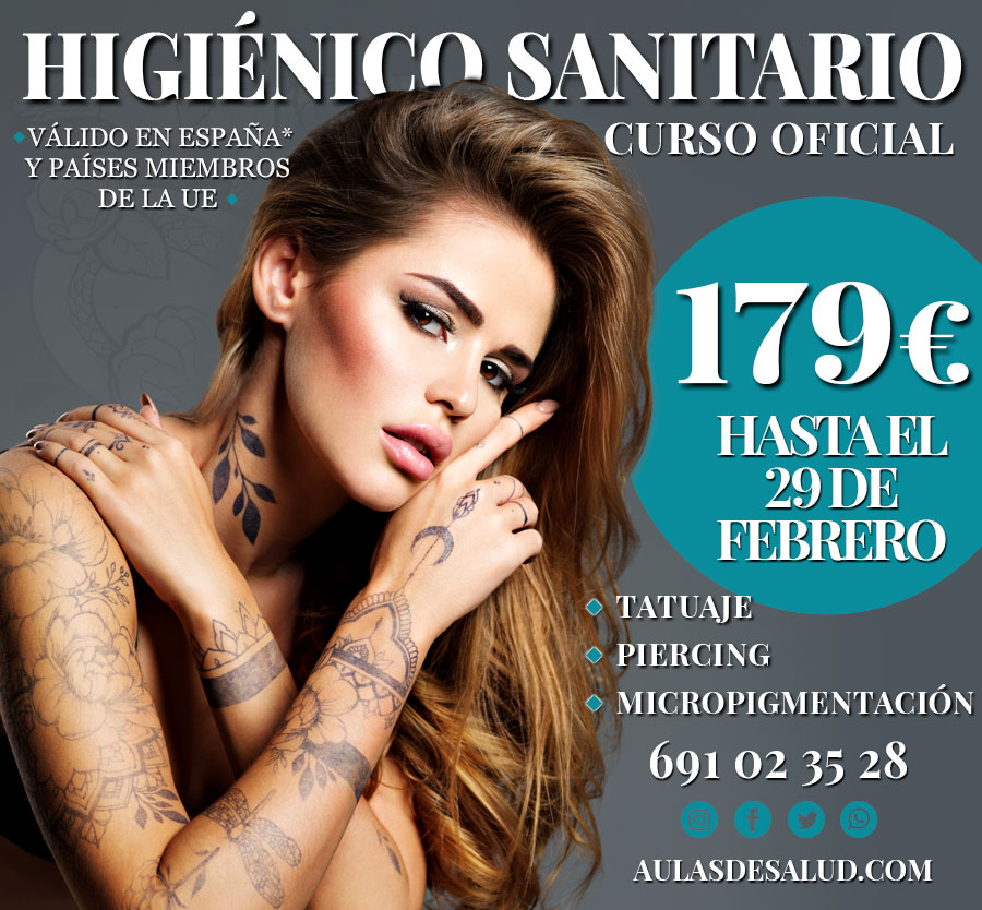 Curso Higiénico Sanitario - Precio 179€ Oferta Micropigmentación - Tatuajes - Anillados - Precio Curso Higiénico Sanitario